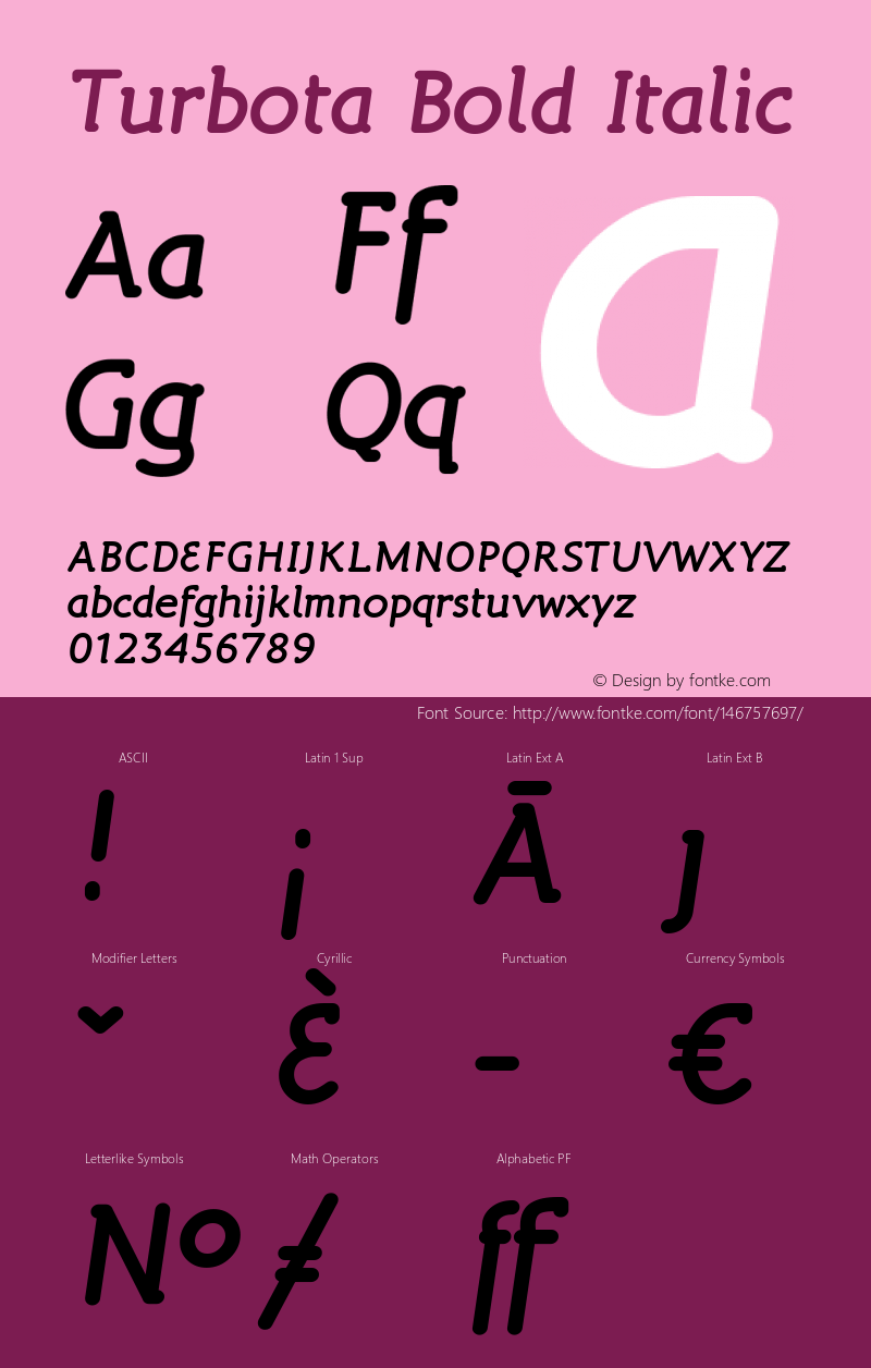 Turbota Bold Italic 001.001 Font Sample