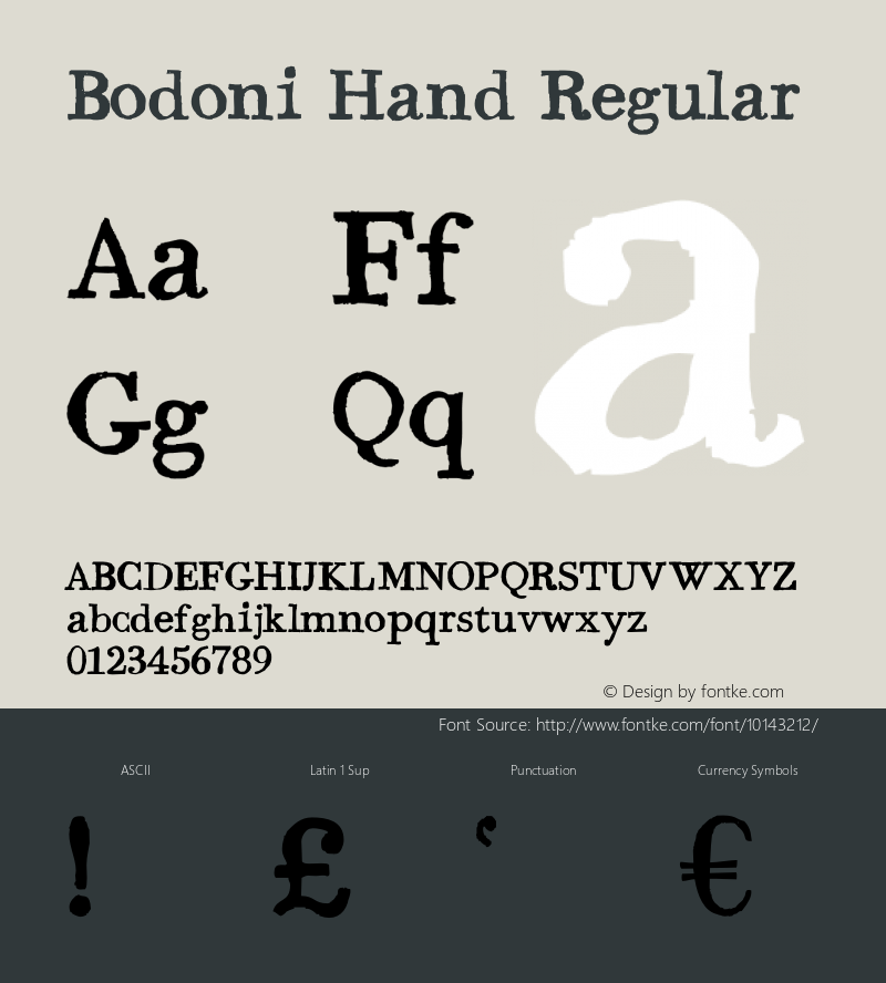 Bodoni Hand Regular Version 1.000;PS 001.001;hotconv 1.0.38 Font Sample