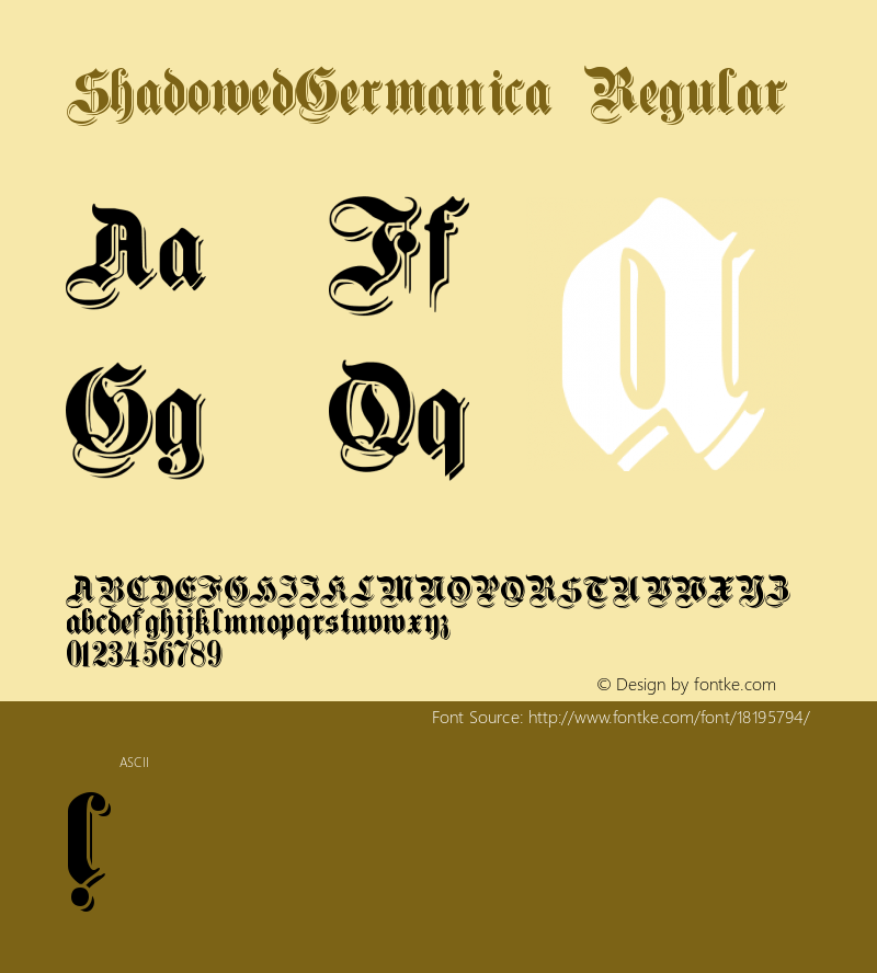 ShadowedGermanica Regular 001.000 Font Sample