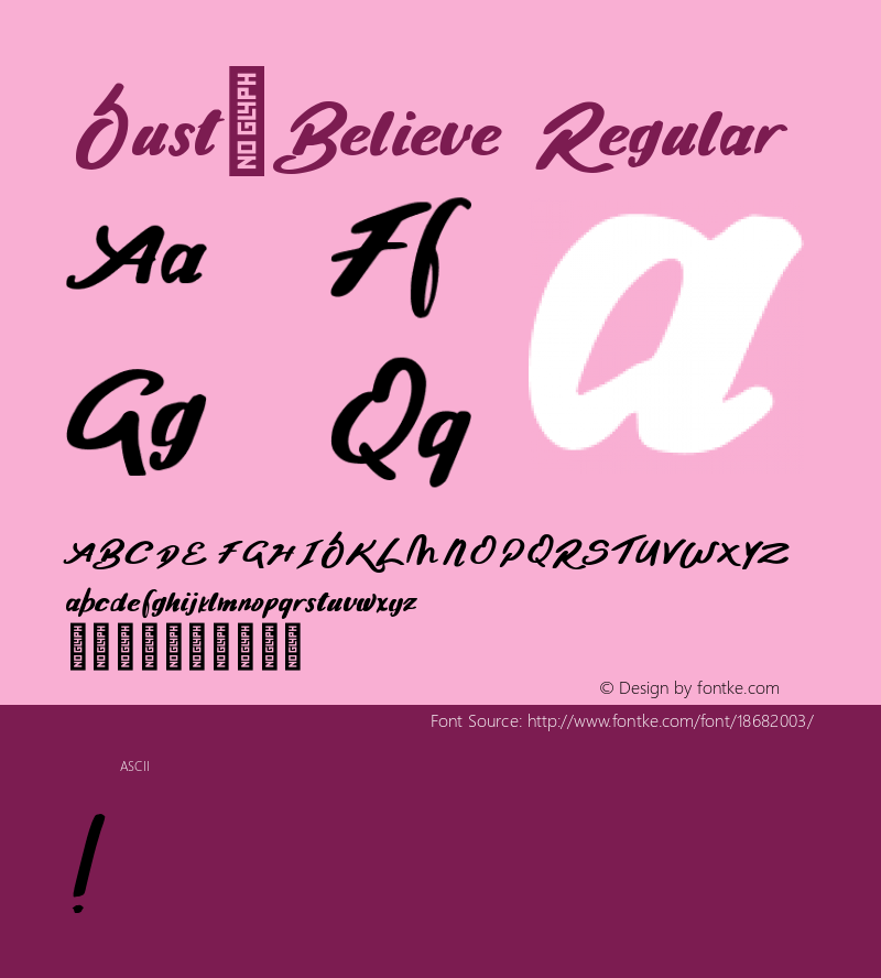 Just_Believe Regular Version 1.000 Font Sample