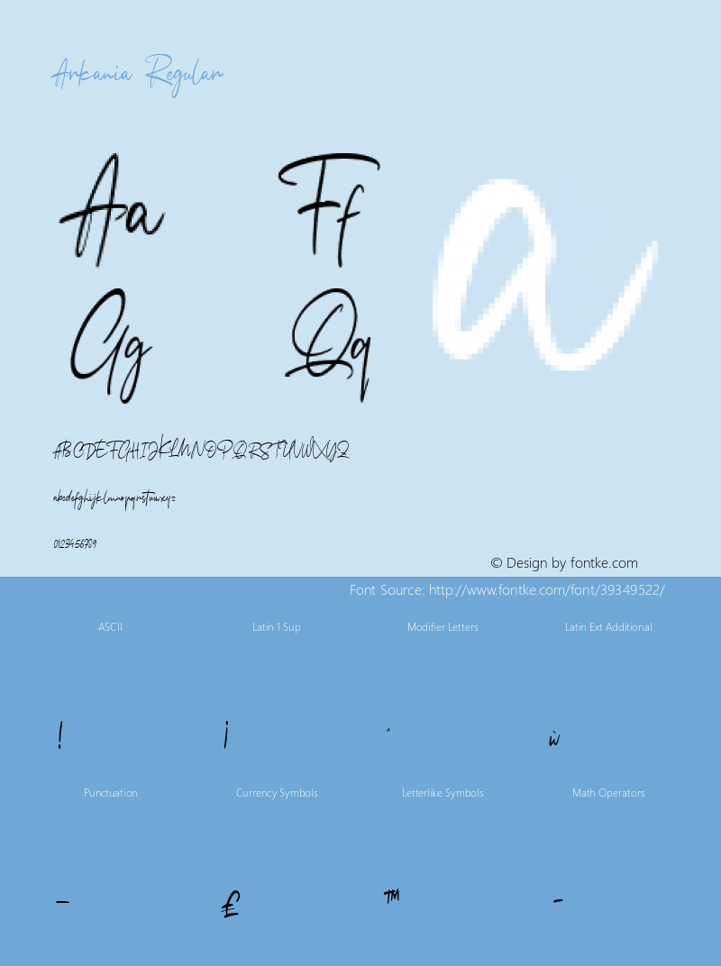 Arkania Version 1.00;September 30, 2019;FontCreator 12.0.0.2525 64-bit Font Sample