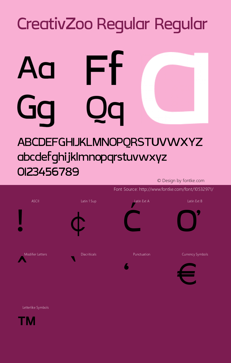 CreativZoo Regular Regular Version 1.0 Font Sample