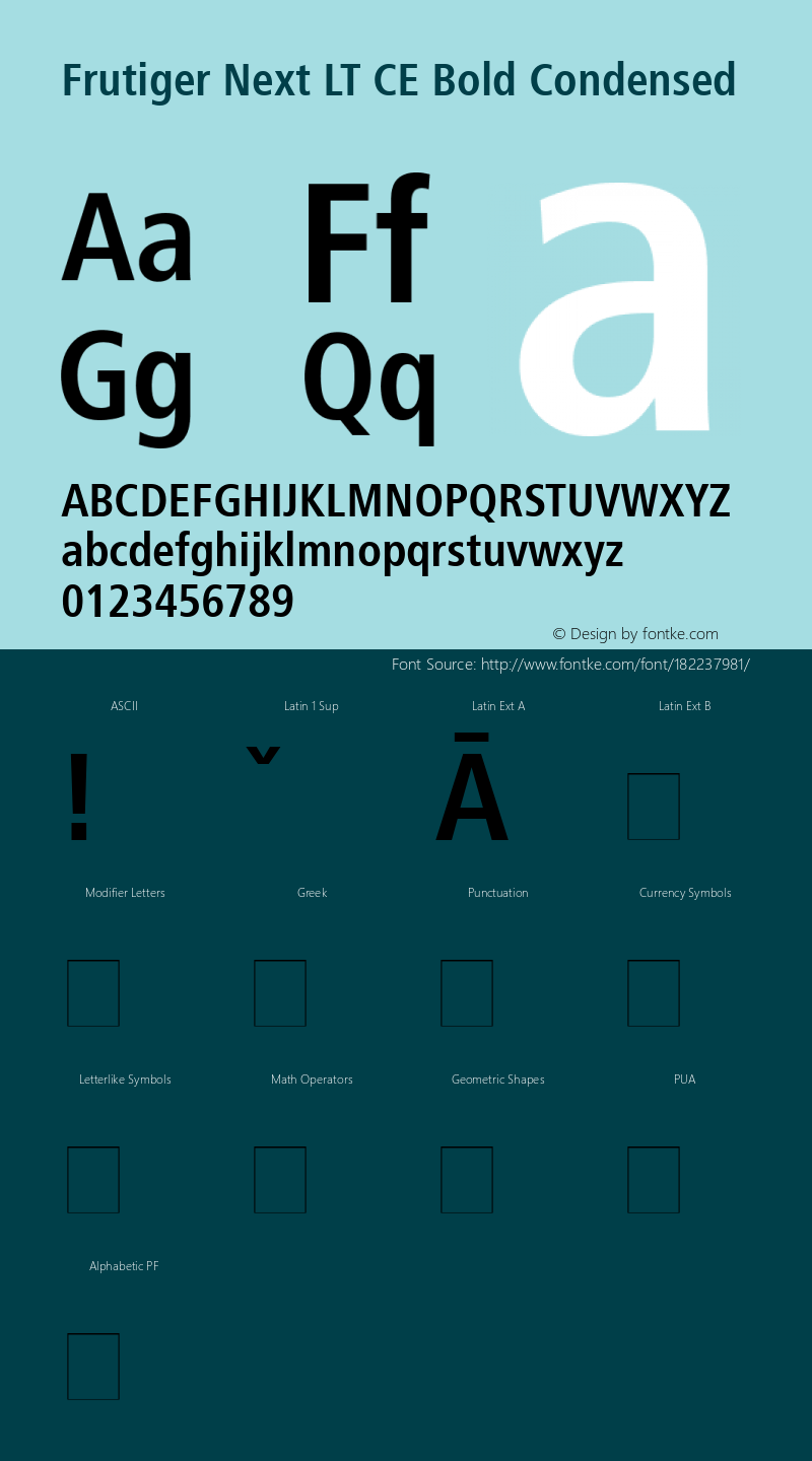 Frutiger Next LT CE Bold Condensed Version 3.01图片样张