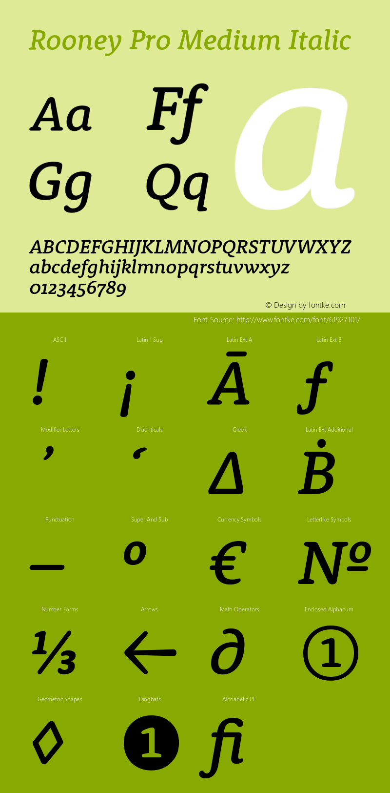 RooneyPro-MediumItalic Version 1.1 | wf-rip DC20130325 Font Sample