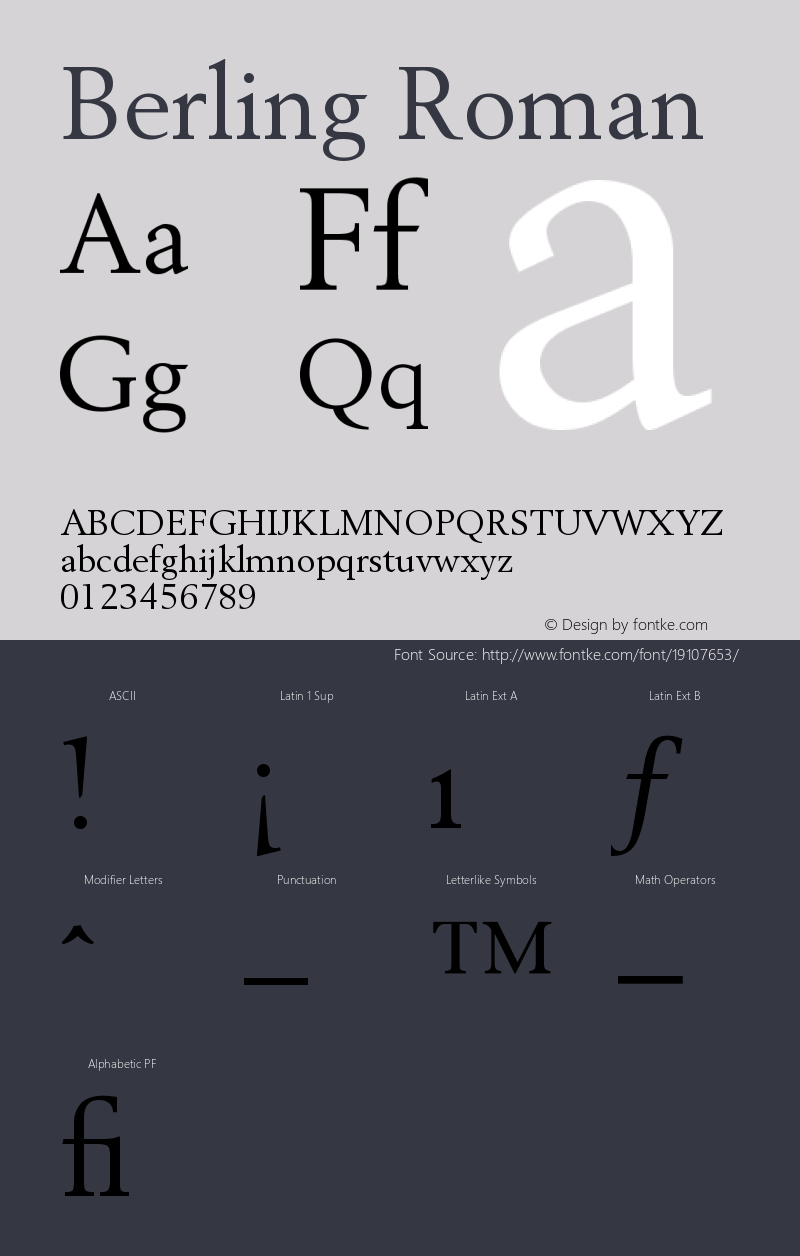 Berling Roman Version 001.001 Font Sample