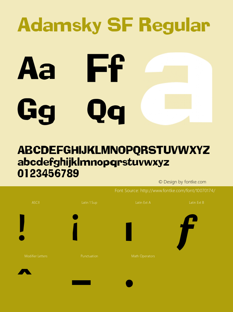 Adamsky SF Regular Altsys Fontographer 3.5  06.11.1994 Font Sample