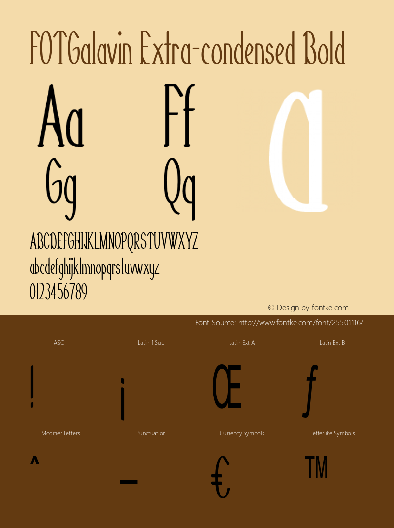 FOTGalavin-ExtracondensedBold Version 1.000 Font Sample