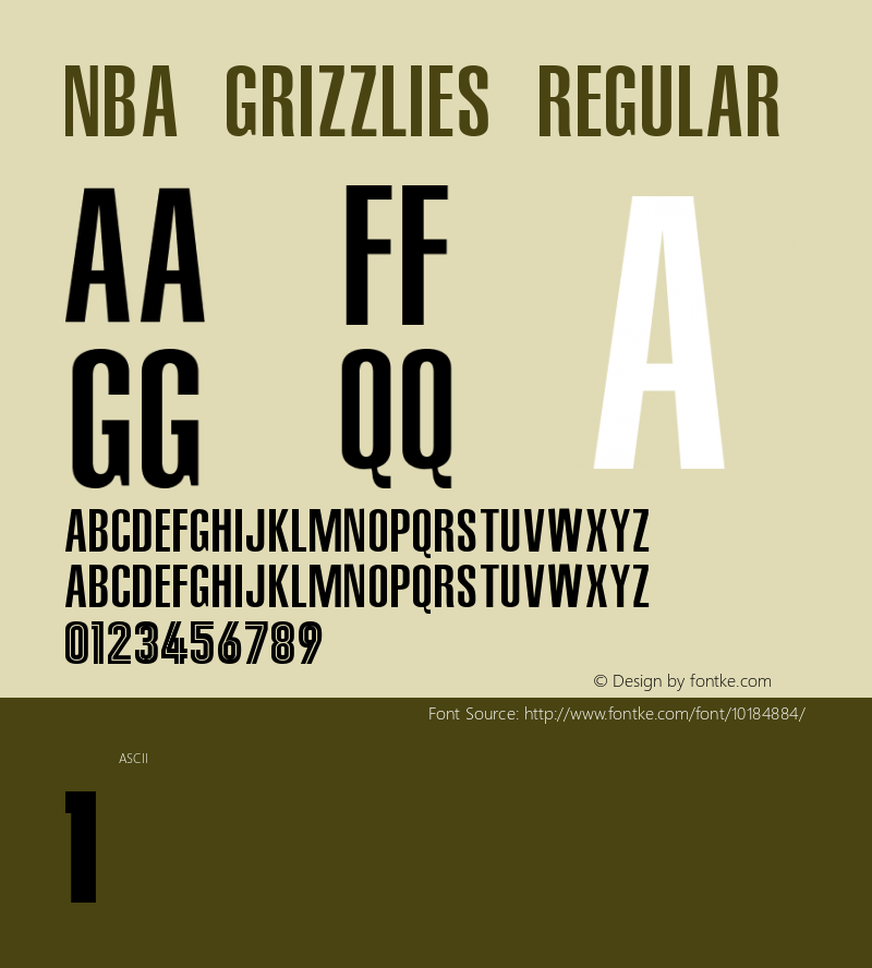 NBA Grizzlies Regular Macromedia Fontographer 4.1 3/13/2007 Font Sample