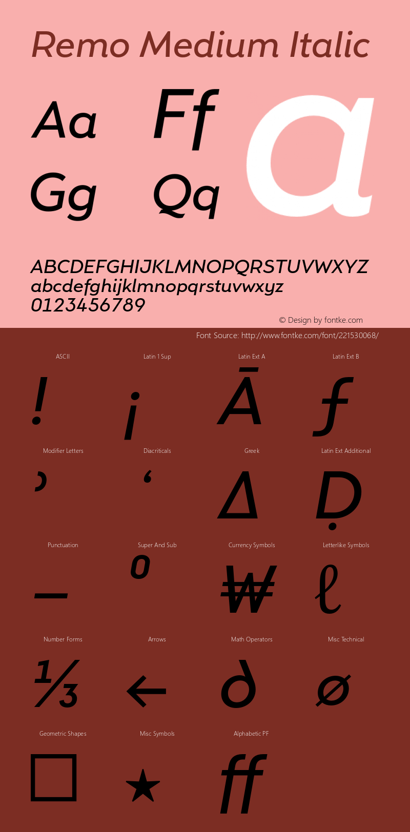 Remo-MediumItalic Version 4.001图片样张