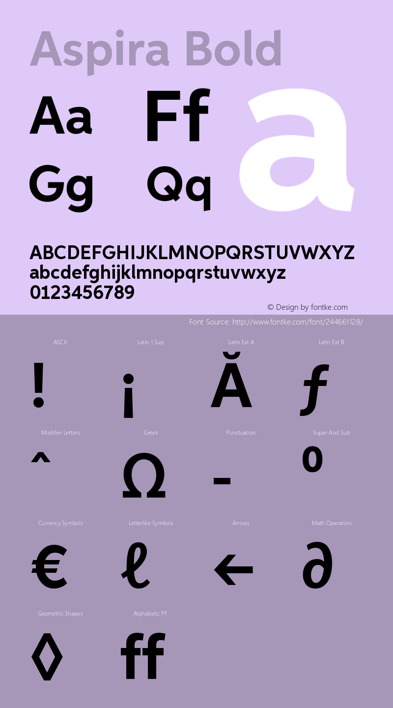 Aspira-Bold Version 1.05          UltraPrecision Font图片样张