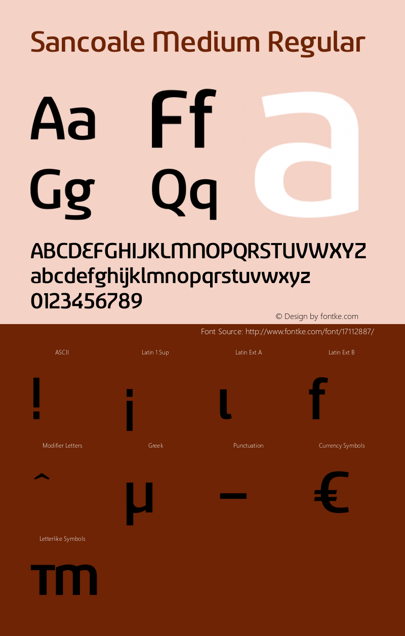 Sancoale Medium Regular Version 1.00 Font Sample