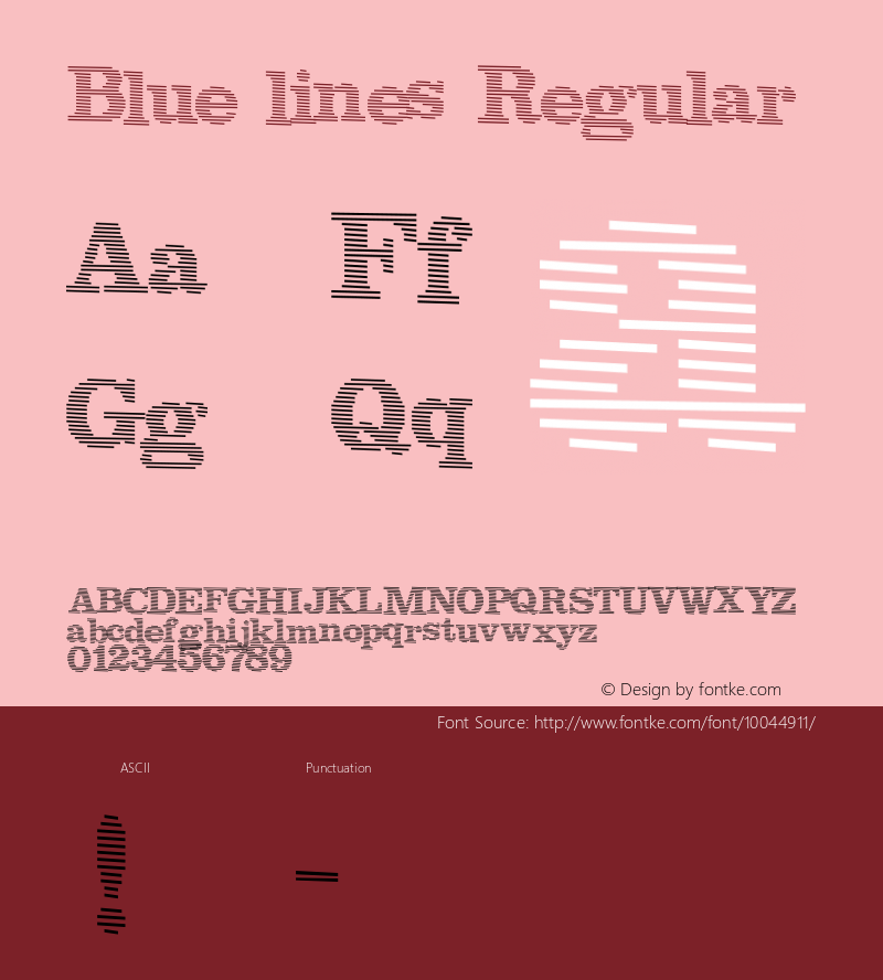 Blue lines Regular http://hjem.get2net.dk/jfischer/ Font Sample