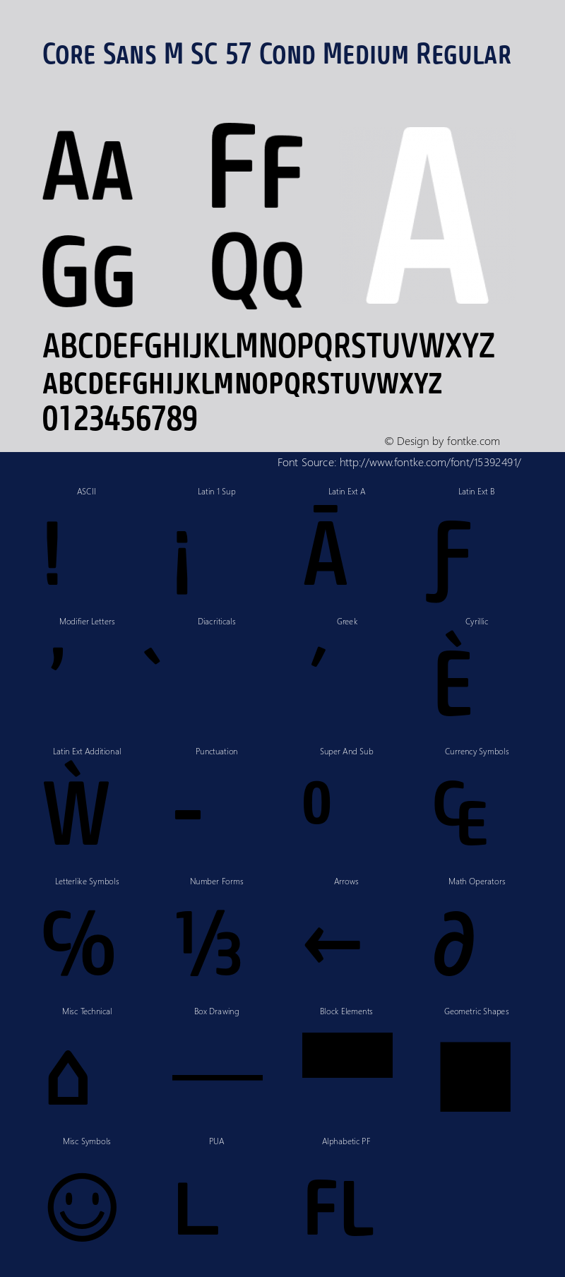 Core Sans M SC 57 Cond Medium Regular Version 1.000;PS 001.001;hotconv 1.0.56 Font Sample