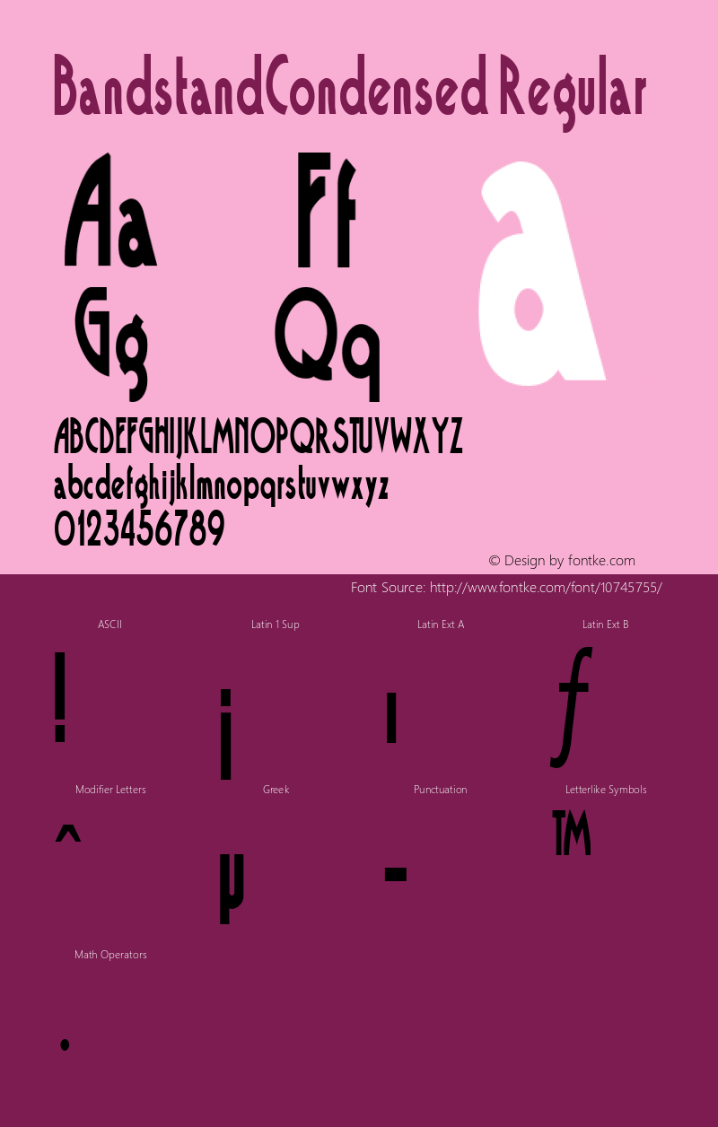 BandstandCondensed Regular Rev. 003.000 Font Sample