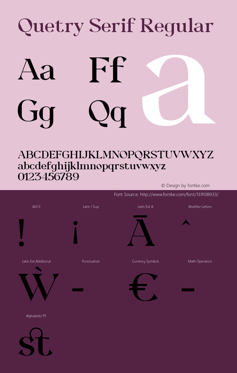 Quetry Serif Regular Version 1.000 Font Sample