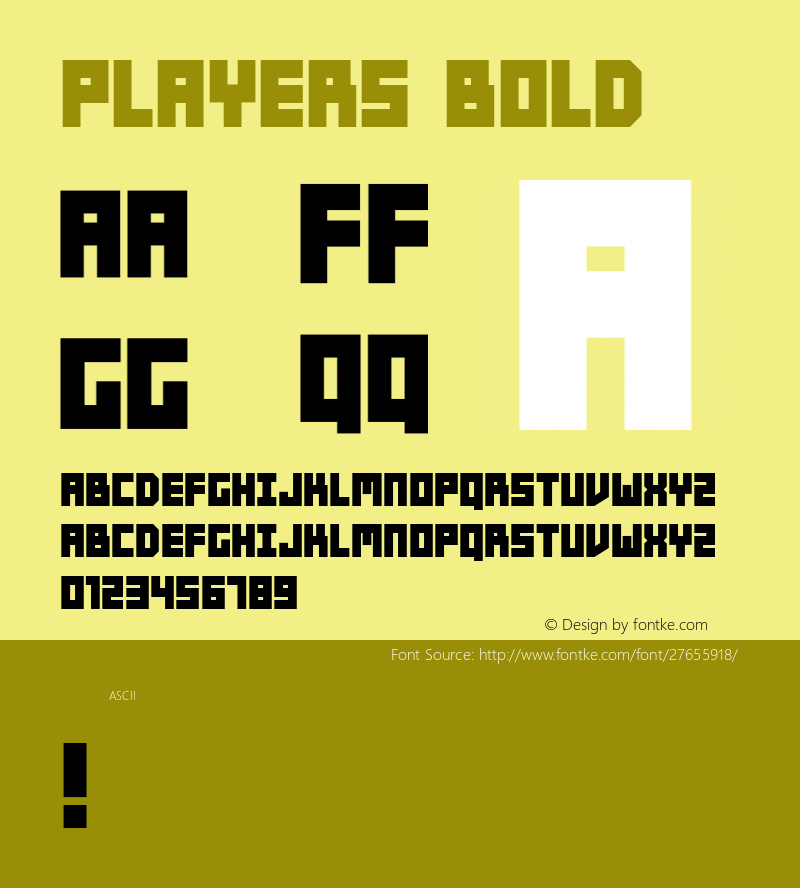 Players Bold Version 1.000 Font Sample