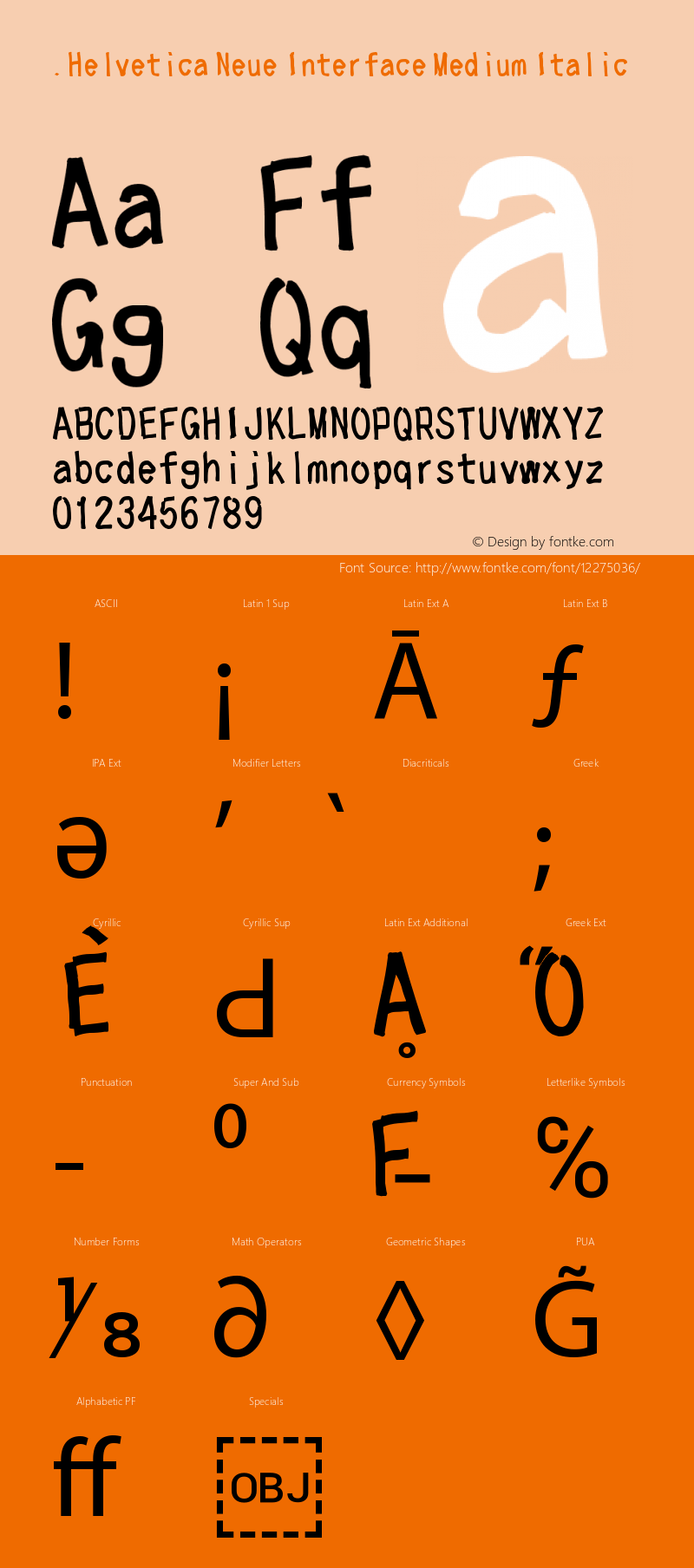 .Helvetica Neue Interface Medium Italic 10.0d35e1 Font Sample