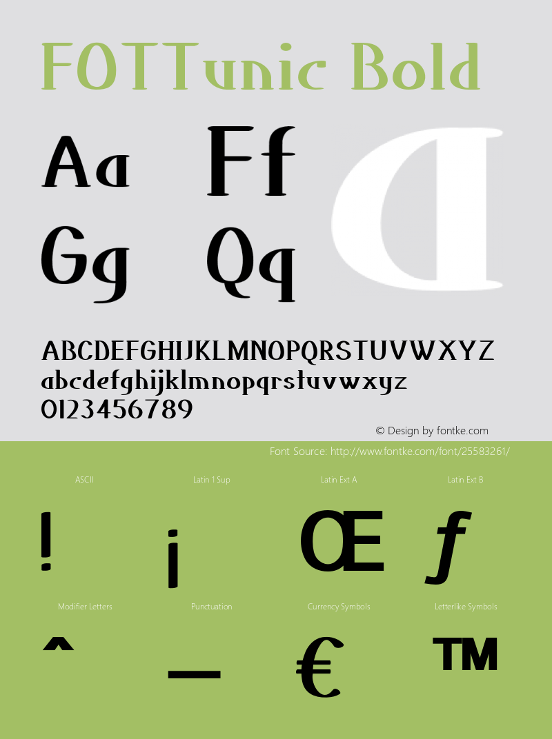 FOTTunic-Bold Version 1.000 Font Sample