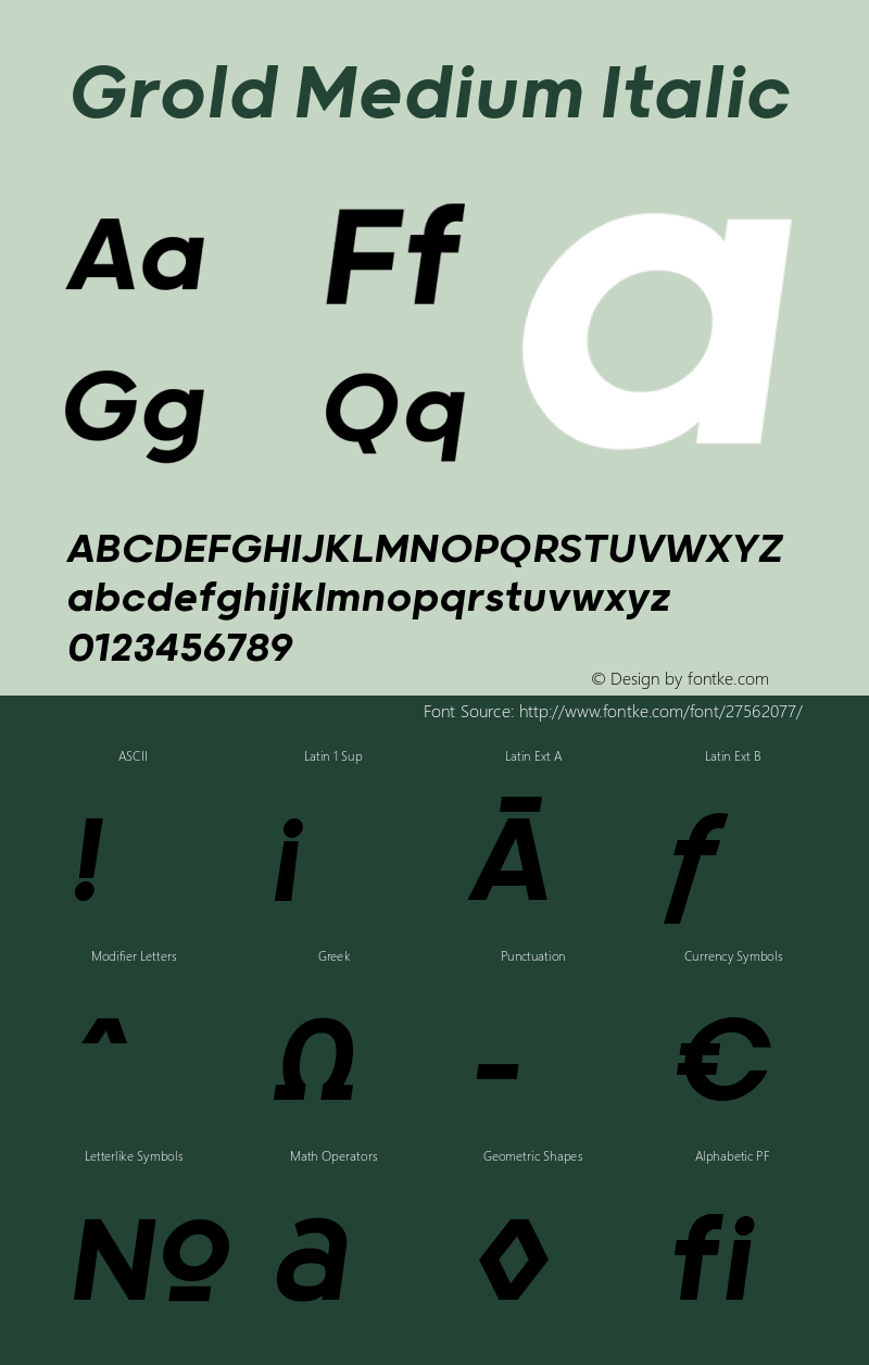 Grold Medium Italic Version 1.000;YWFTv17 Font Sample