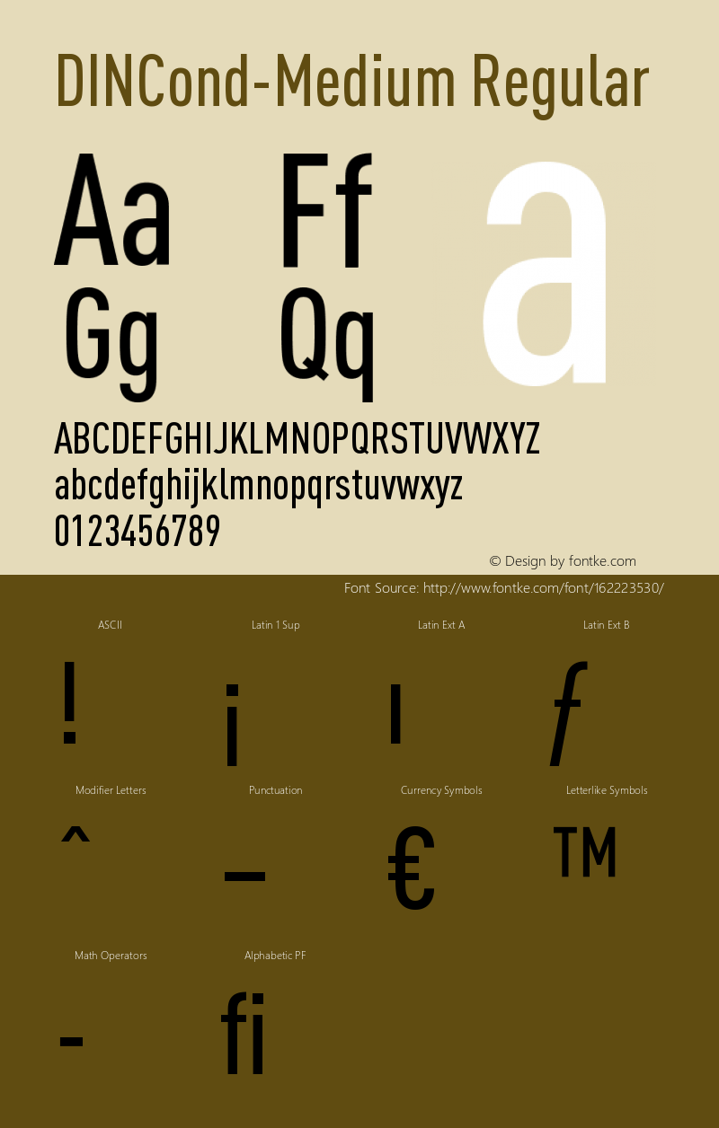 DINCond-Medium 001.000 Font Sample