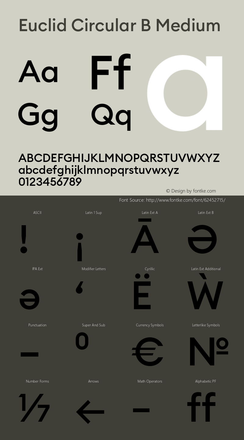 EuclidCircularB-Medium Version 3.001 Font Sample