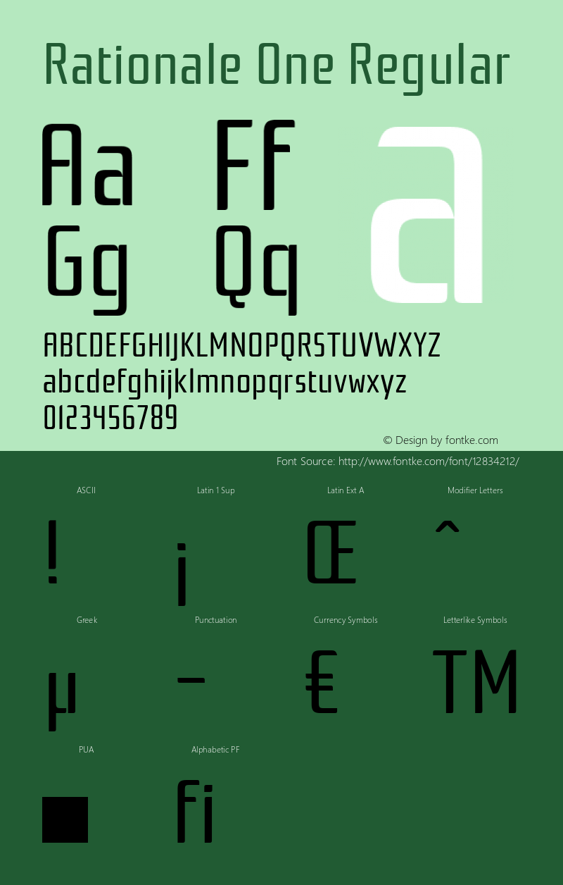 Rationale One Regular Version 1.001 Font Sample