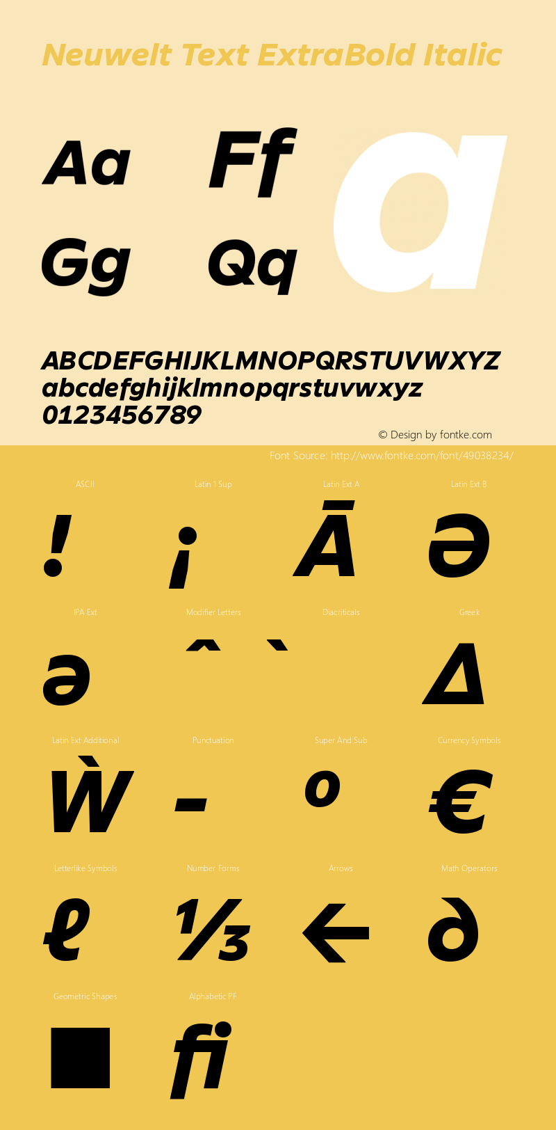 Neuwelt Text ExtraBold Italic Version 1.00 Font Sample