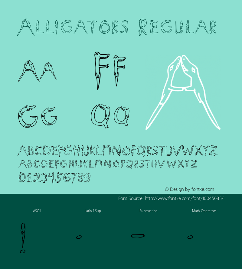 Alligators Regular Macromedia Fontographer 4.1 06/07/99 Font Sample