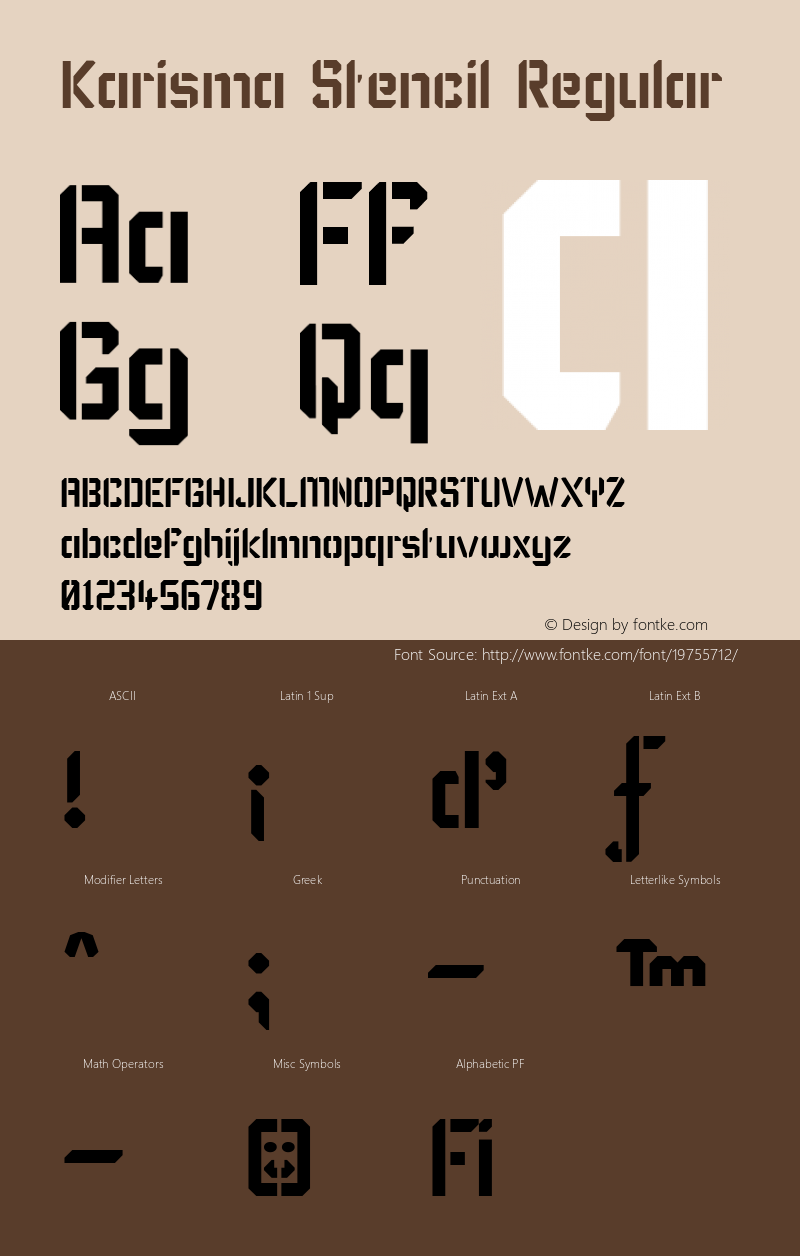 Karisma Stencil 1.0 Font Sample