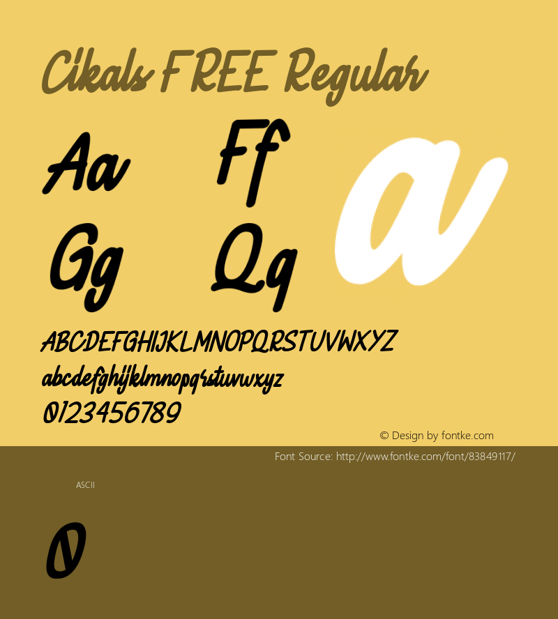 CikalsFREE Version 1.000 Font Sample