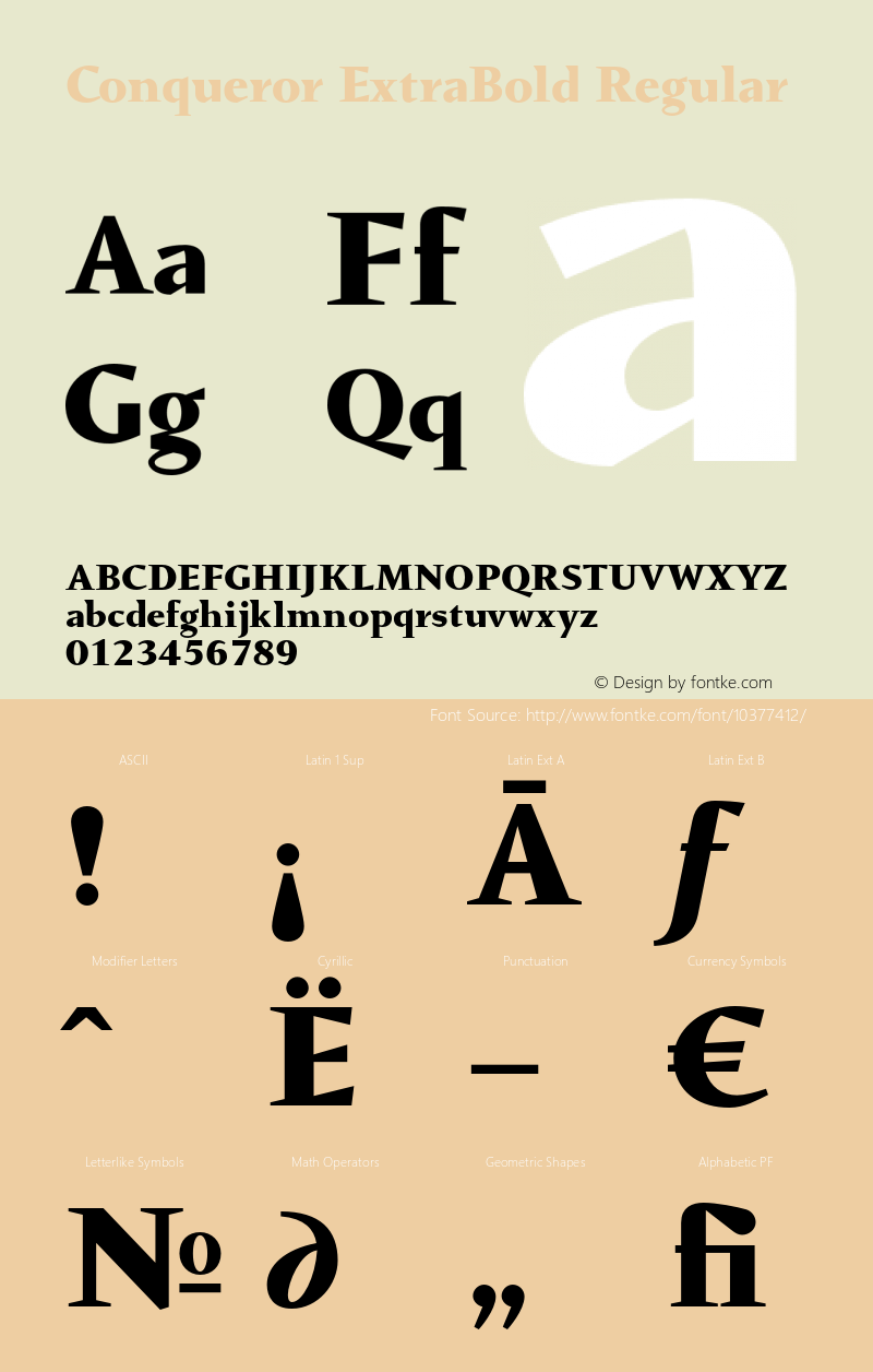 Conqueror ExtraBold Regular 1.3 Font Sample