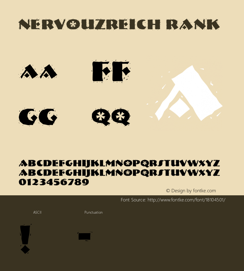 NervouzReich Rank Altsys Fontographer 4.0.4 11/8/94 Font Sample