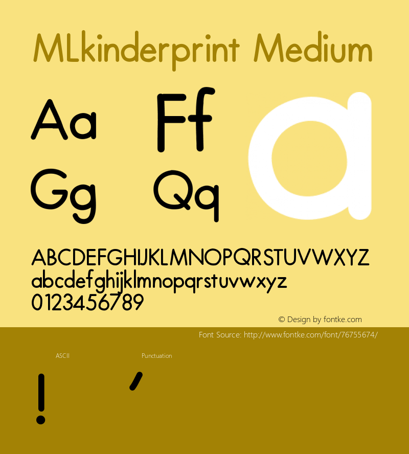 MLkinderprint Version 001.000 Font Sample