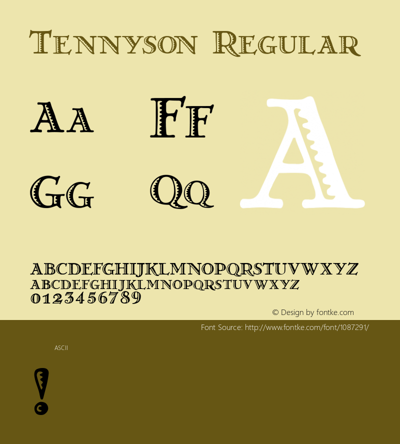 Tennyson Regular Unknown Font Sample