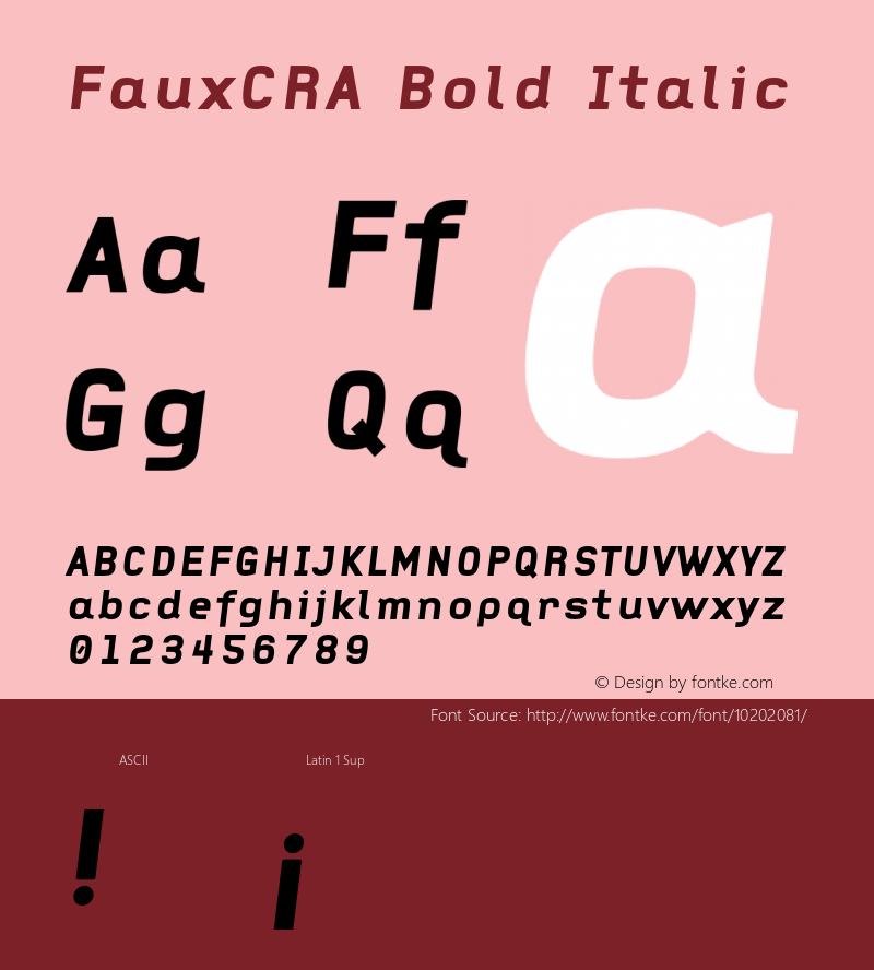 FauxCRA Bold Italic 001.000 Font Sample