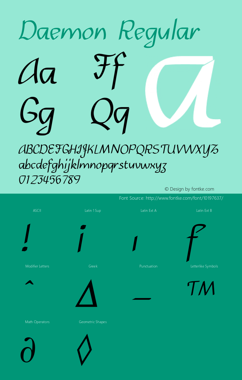 Daemon Regular 001.001 Font Sample