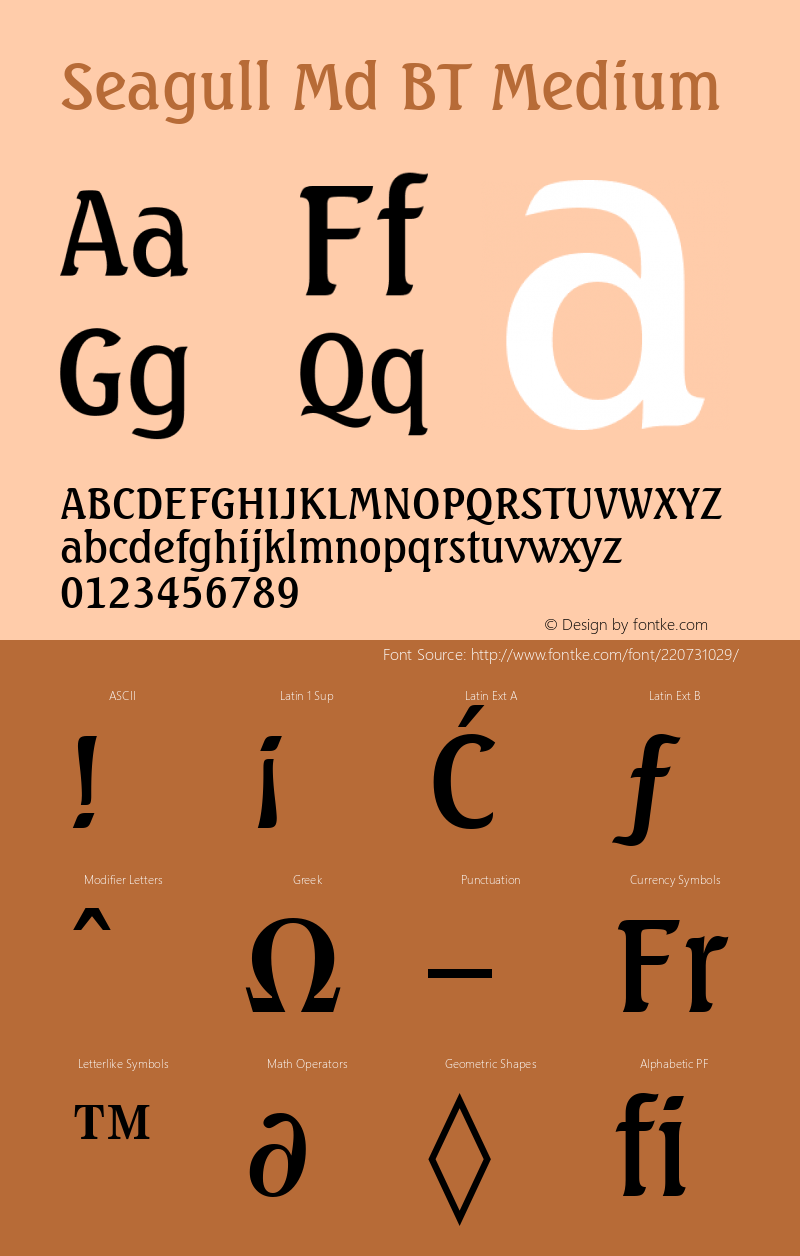 Seagull Md BT Medium Version 1.01 emb4-OT图片样张