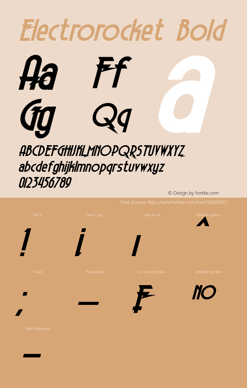 Electrorocket Bold Version 1.10 October 14, 2014 Font Sample