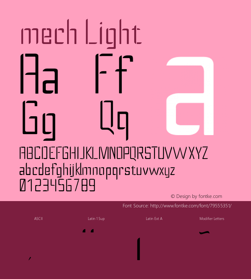 mech Light Version 1.000;PS 001.000;hotconv 1.0.88;makeotf.lib2.5.64775 Font Sample