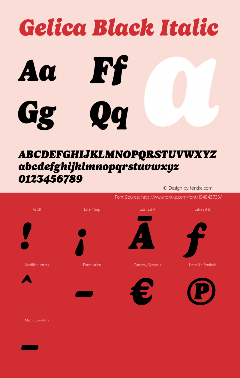 Gelica-BlackItalic Version 1.000 Font Sample