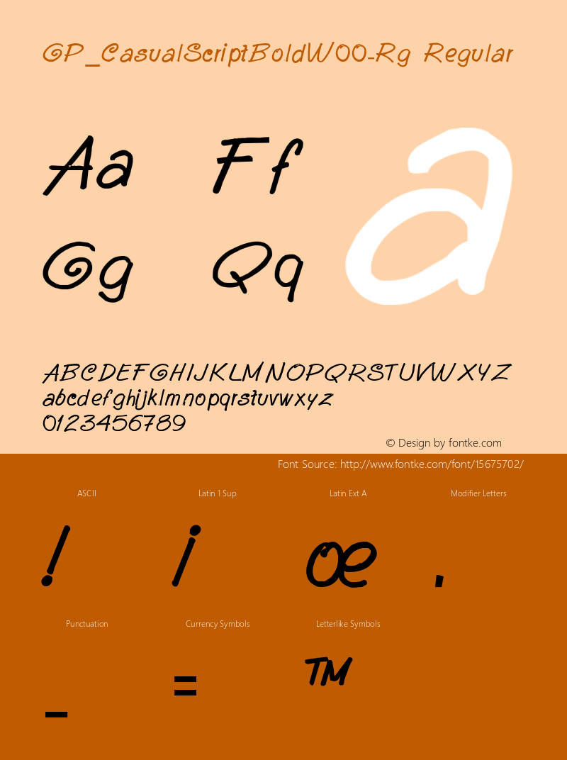 GP_CasualScriptBoldW00-Rg Regular Version 1.00 Font Sample