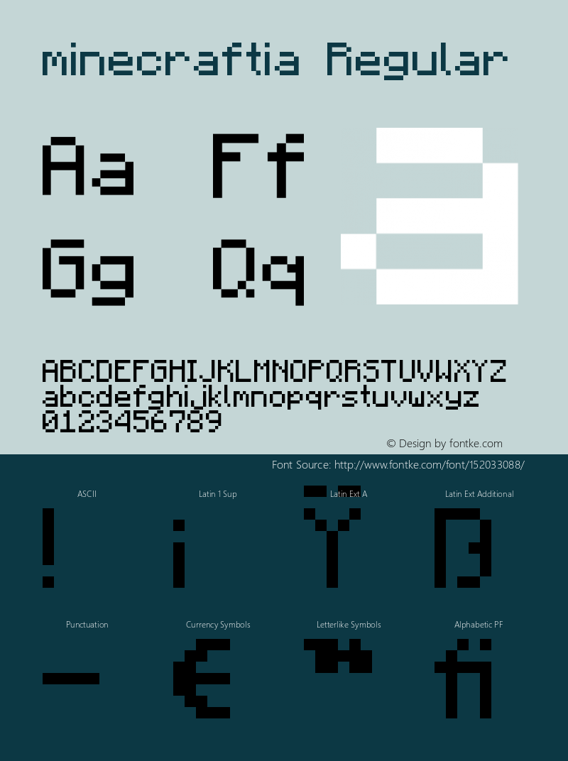 minecraftia Version 1.0 Font Sample