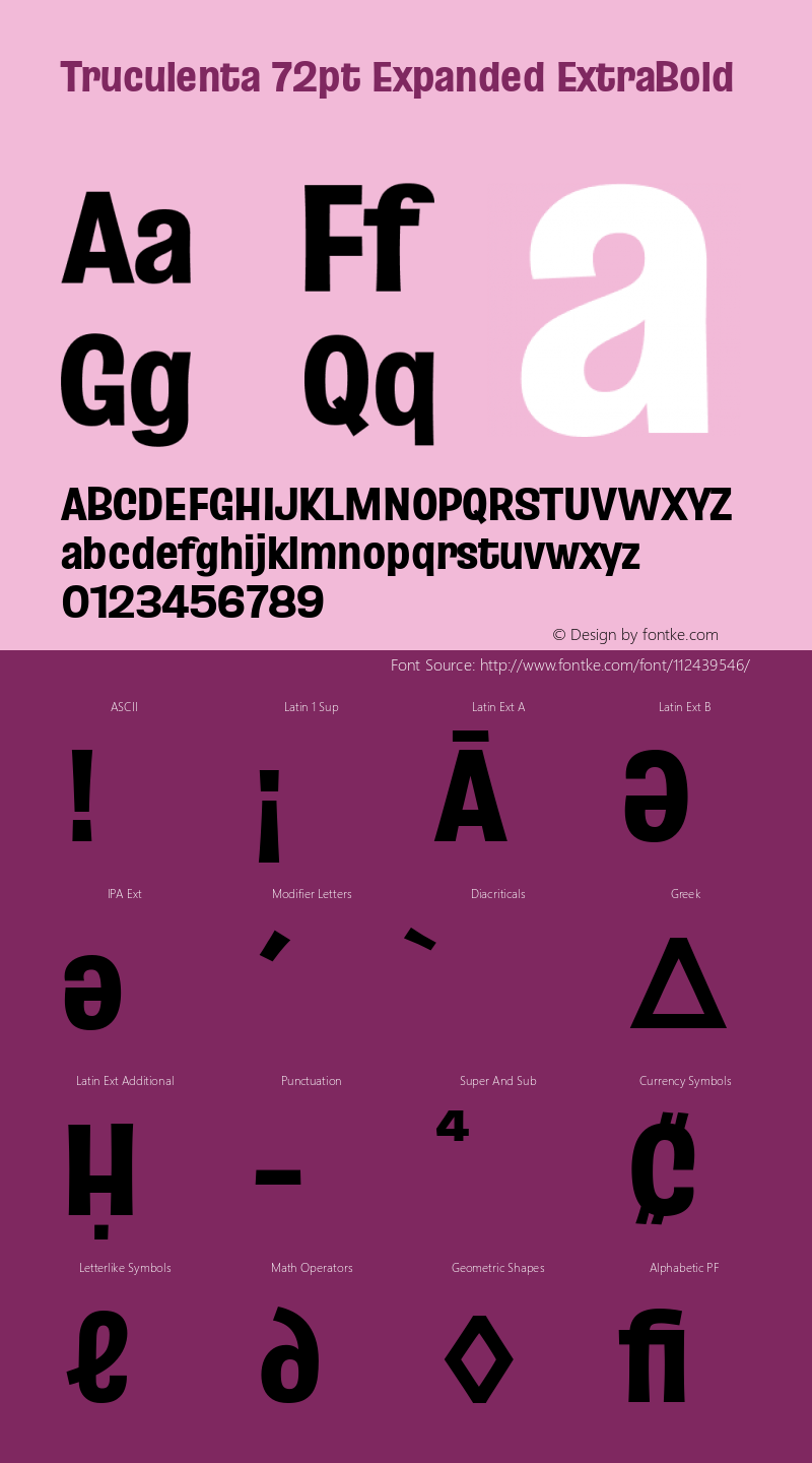 Truculenta 72pt Expanded ExtraBold Version 1.002; ttfautohint (v1.8.3) Font Sample