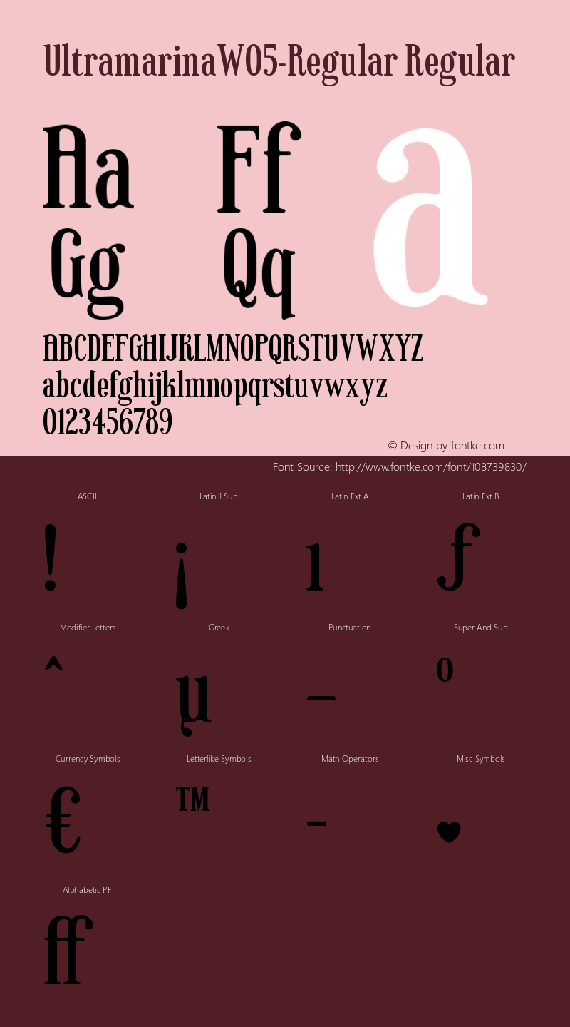 Ultramarina W05 Regular Version 1.00 Font Sample