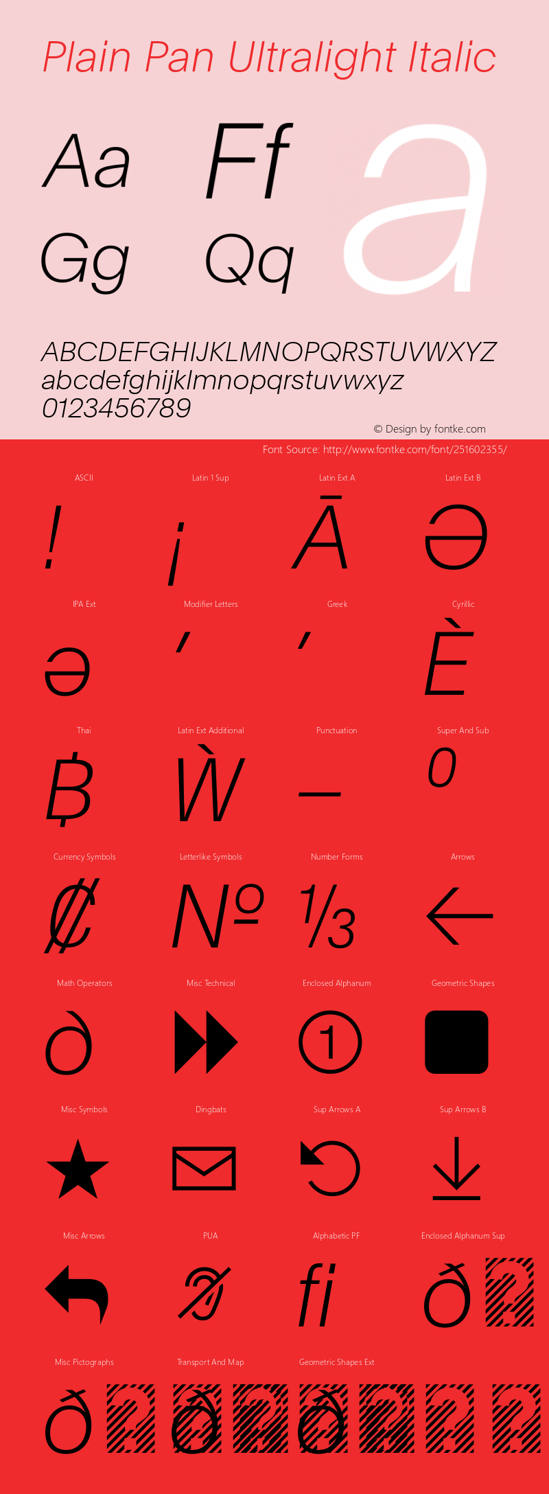 Plain Pan Ultralight Italic Version 1.005; build 0005图片样张