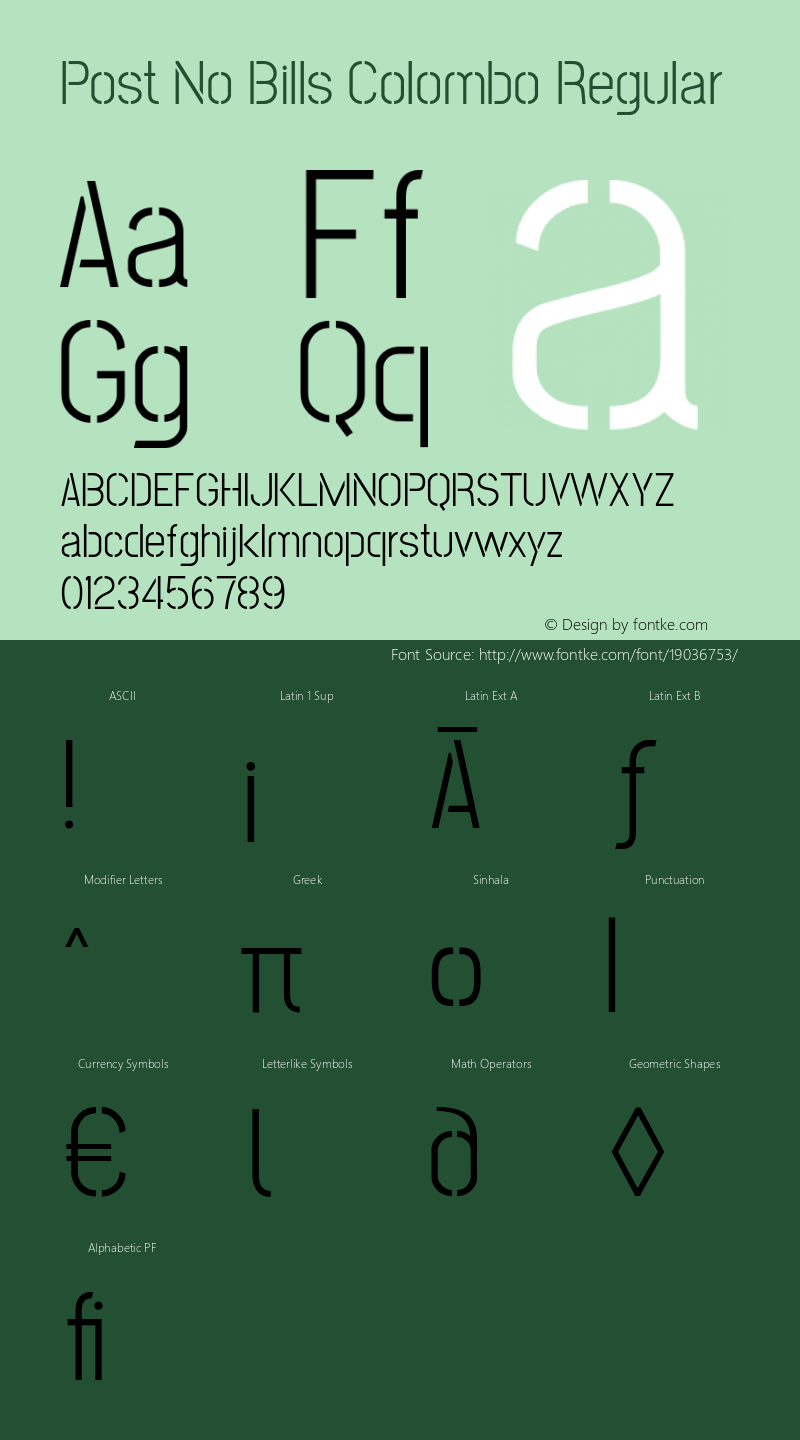 Post No Bills Colombo Regular Version 1.220 ; ttfautohint (v1.6) Font Sample