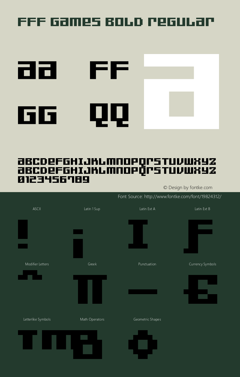 FFF Games Bold Version 1.000 2003 Font Sample