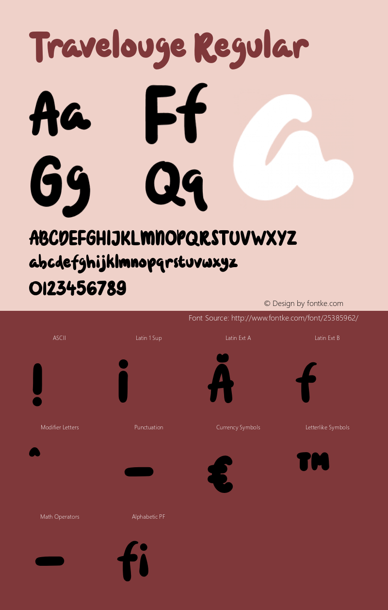 Travelouge Regular  Font Sample