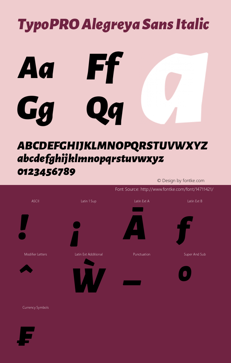 TypoPRO Alegreya Sans Italic Version 1.000;PS 001.000;hotconv 1.0.70;makeotf.lib2.5.58329 DEVELOPMENT Font Sample