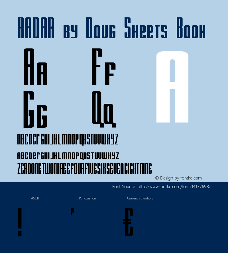 RADAR by Doug Sheets Book Version 1.0 Font Sample